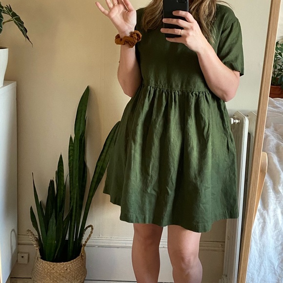 Linenfox Anna Dress in Forest linen - Picture 5 of 5